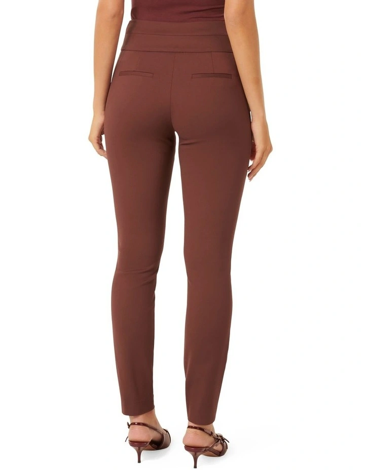 Georgia High Waist Full Length Pants in Brown