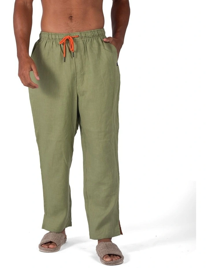 Linen Relaxed Fit Pants in Green