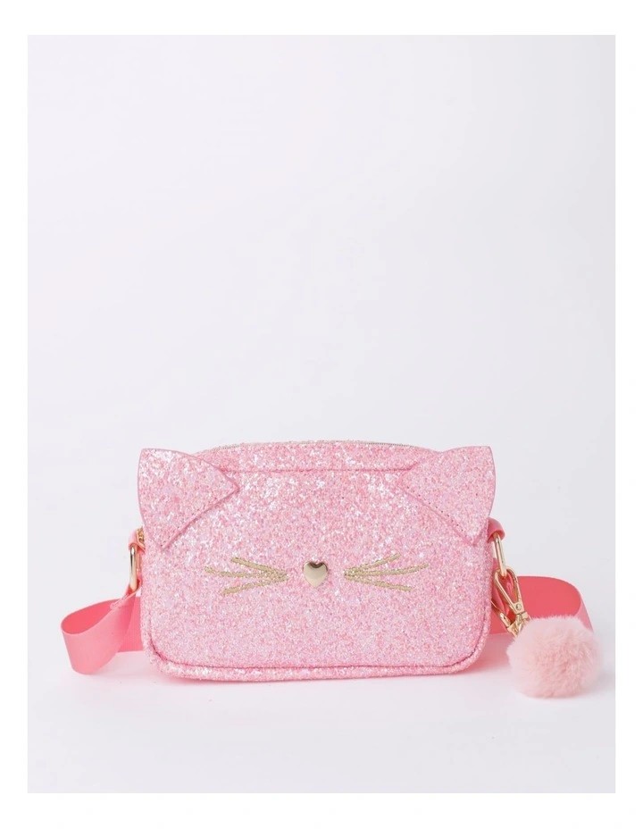 Glitter Cat Crossbody Bag in Pink