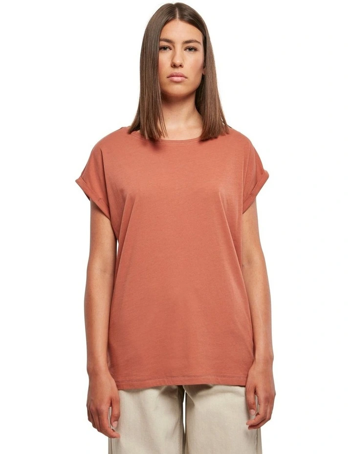 Extended Shoulder Tee in Terracotta