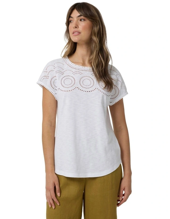 Embroidered Tee in White
