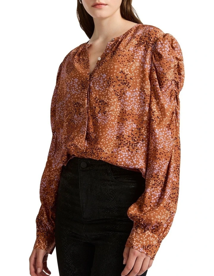 The Midnight Flower Blouse in Orange Multi