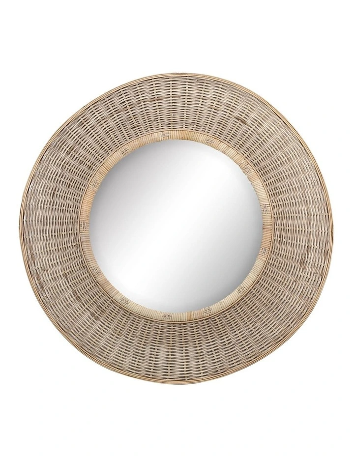 Moonah Round Rattan Wall Mirror 90cm in Natural