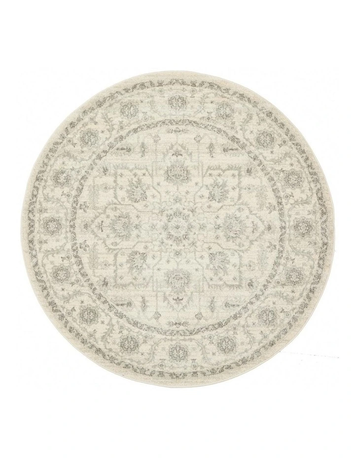 Evoke Winter Transitional Round Rug in White