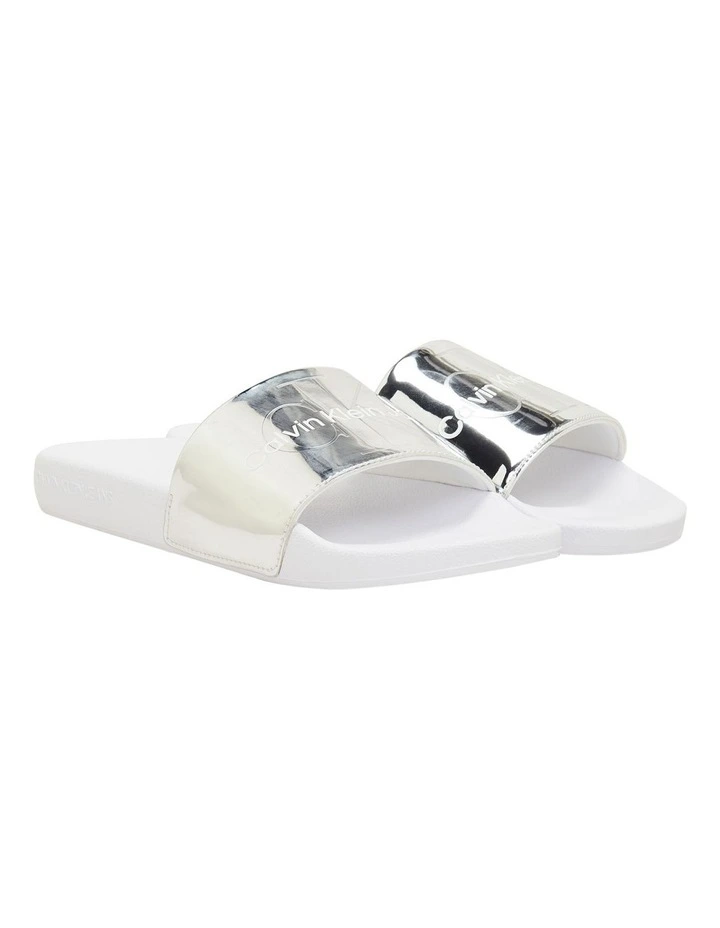 Metallic Monogram Logo Slides in Metal