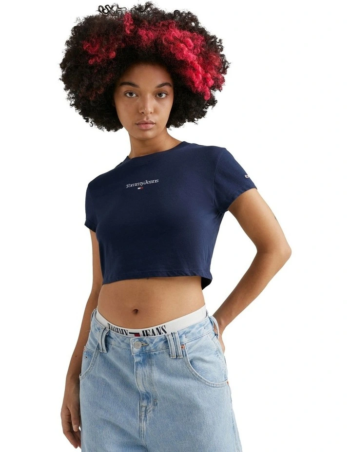 Essential Logo Cropped T-Shirt in Blue
