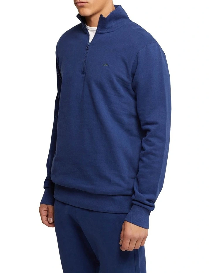 Wyatt Zip Neck Sweater Shirt in Blue