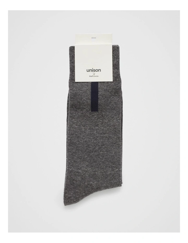 Vertical Block Stipe Crew Sock in Charcoal