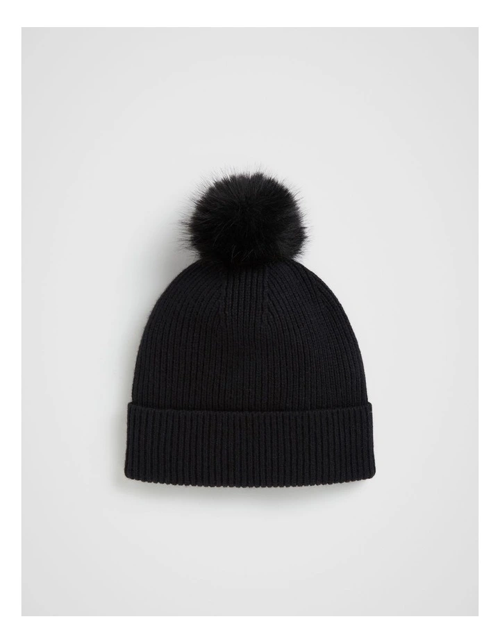 Pom Pom Beanie in Midnight