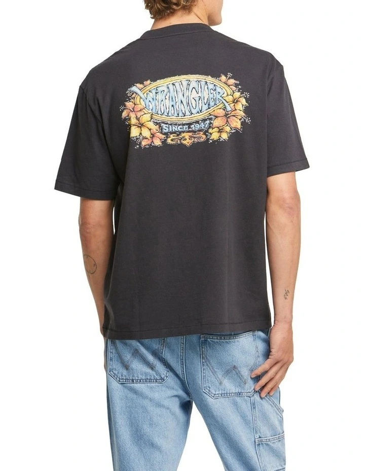 Hibiscus Baggy Tee in Black