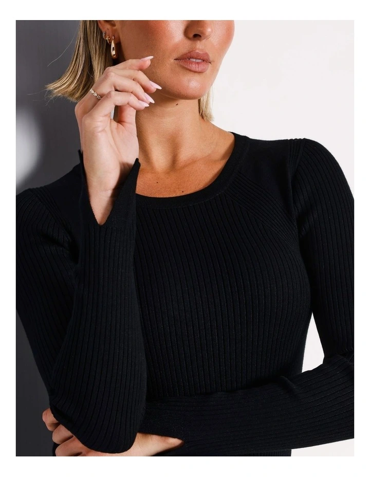Pointelle Rib Knit in Black