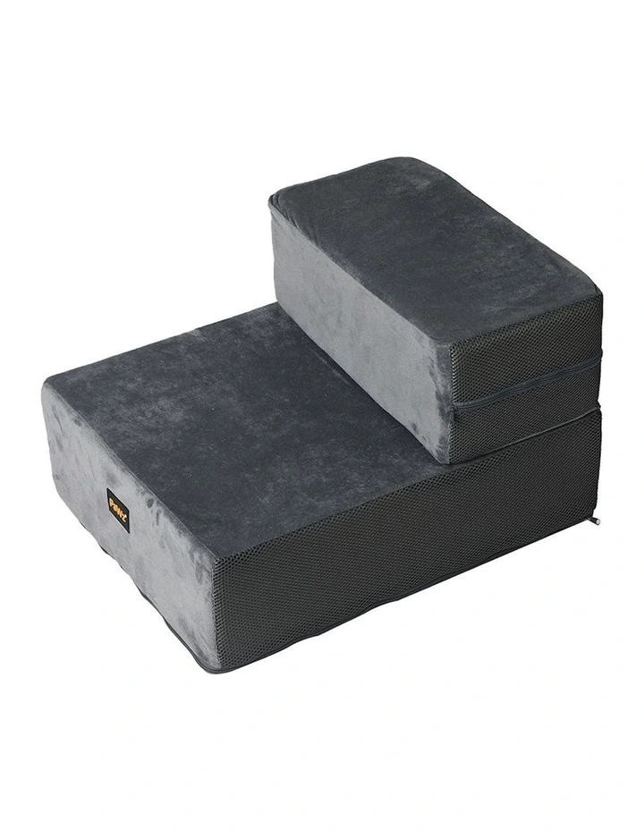 Portable 2 Steps Dog Ramp in Grey
