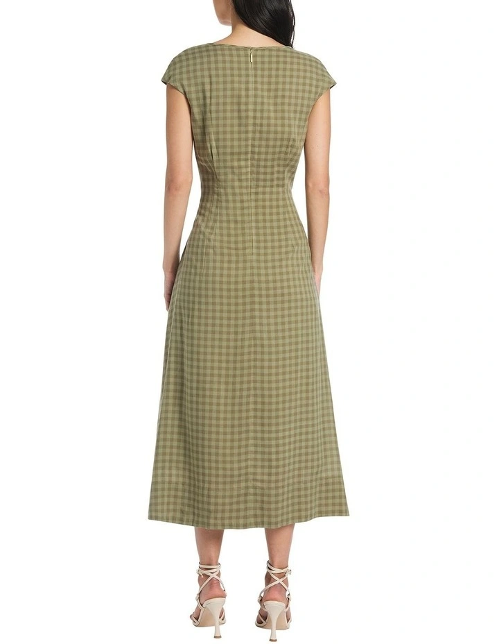 Nicola Check Dress in Moss