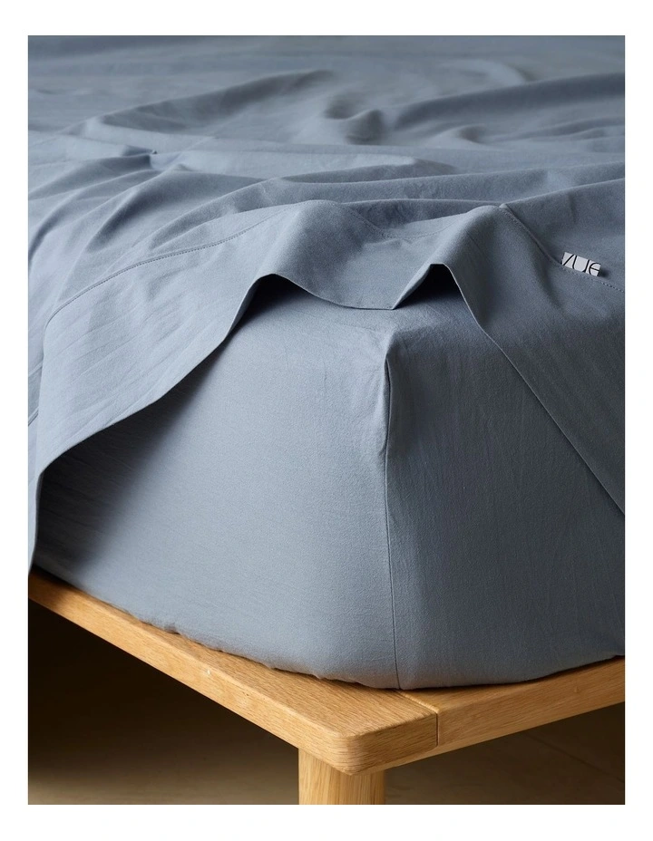 Stonewashed Cotton Fitted Sheet in Denim
