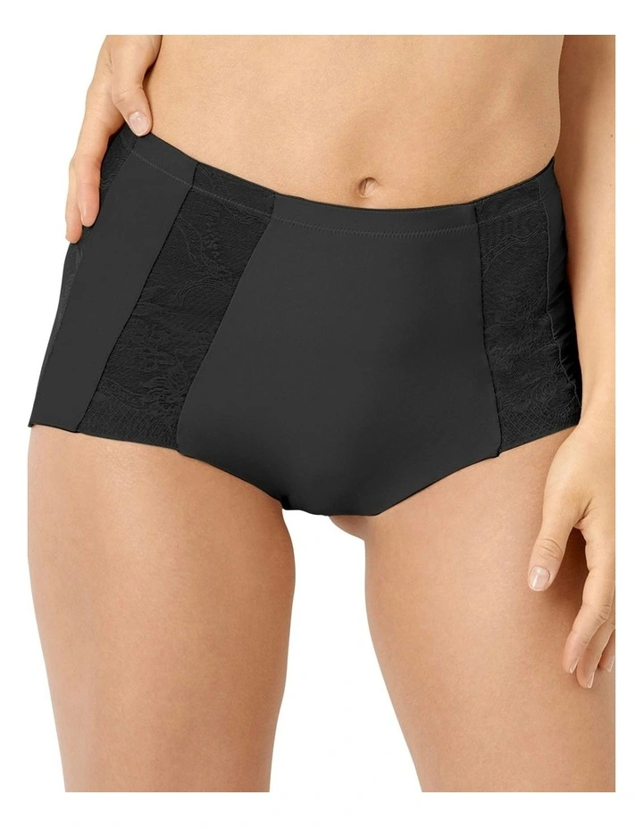 Perfect Shape High Waist Lace and Microfiber Brief in Black