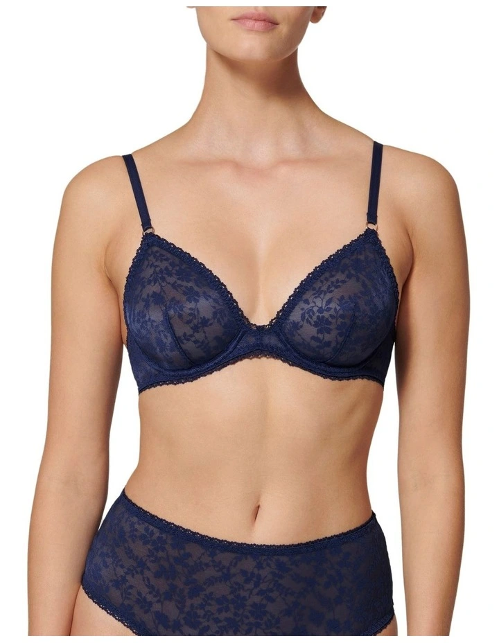 Thelma Deep Plunge Underwire Bra in Midnight