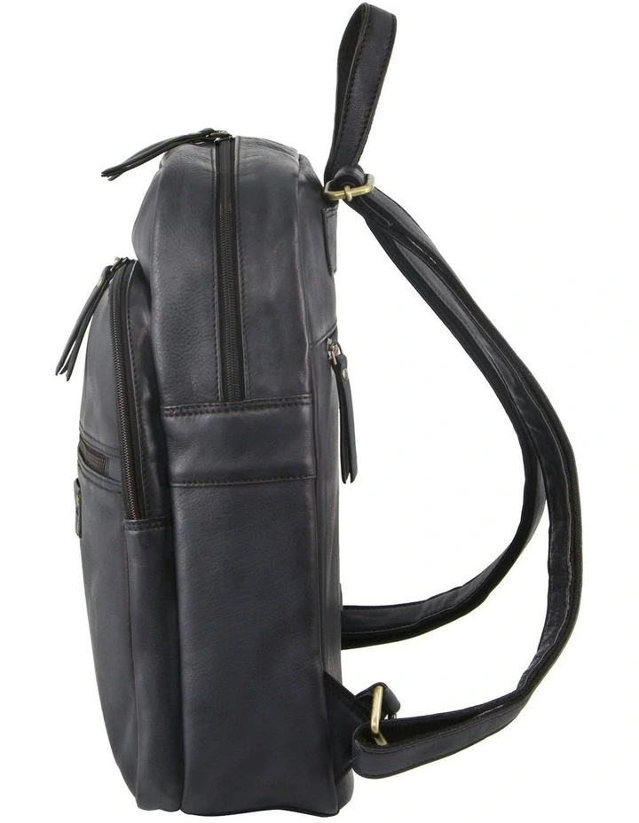 Vintage Leather Laptop Backpack in Black