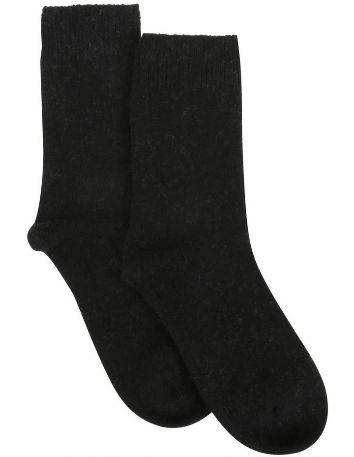 Rib Midi Length Socks in Nero