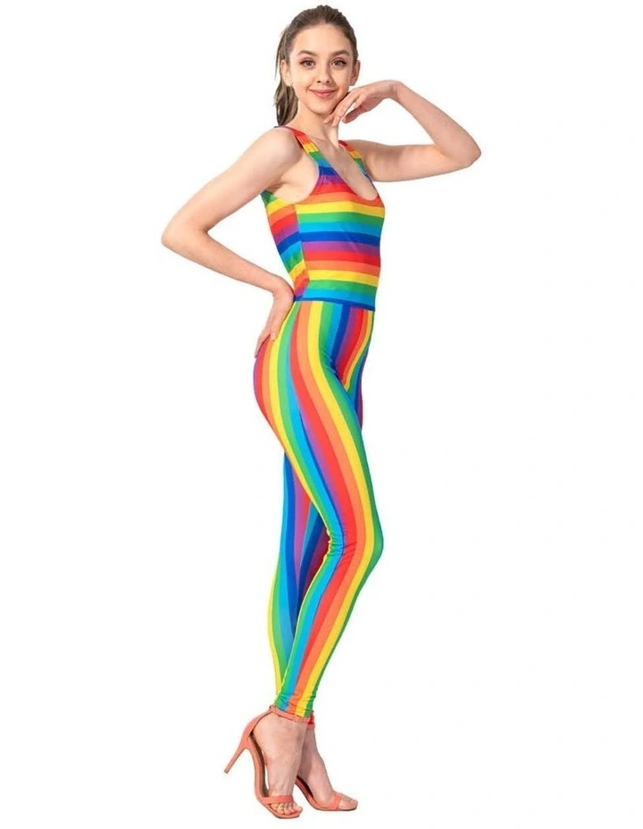 Rainbow Stripe Mardi Gras Unitard Costume in Multi
