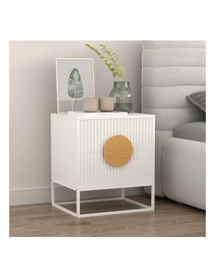 Belmonte Fluted Bedside Table in White