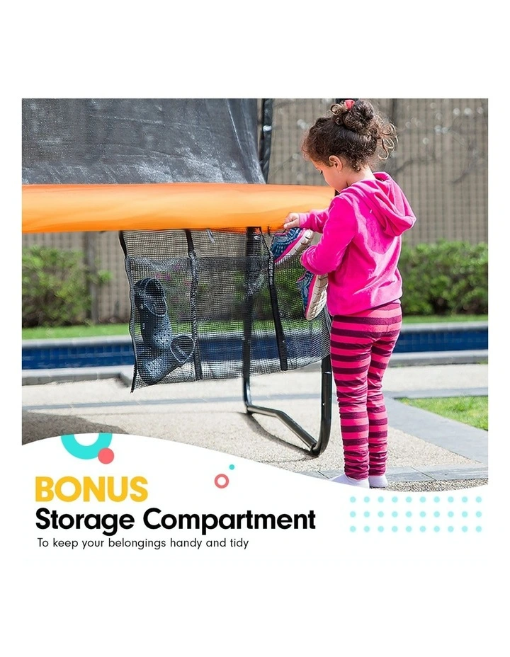Kahuna 16ft Trampoline Kahuna Jumper Outdoor Round Pad Mat Net Ladder Orange
