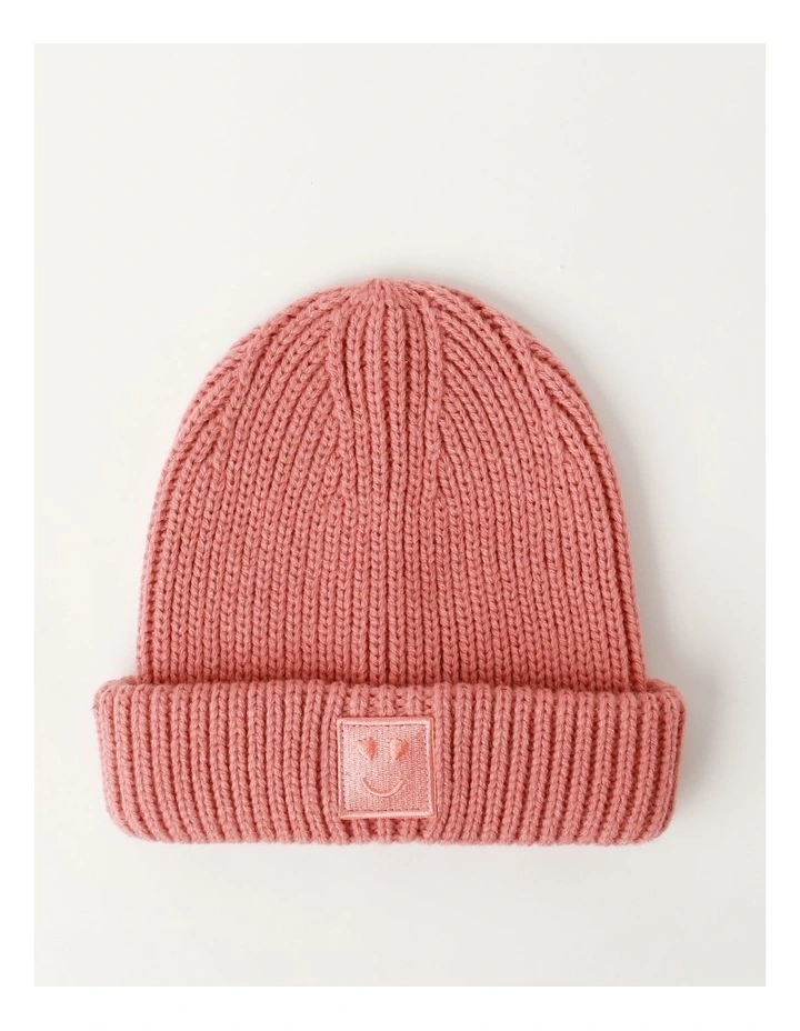 Smiley Beanie in Coral