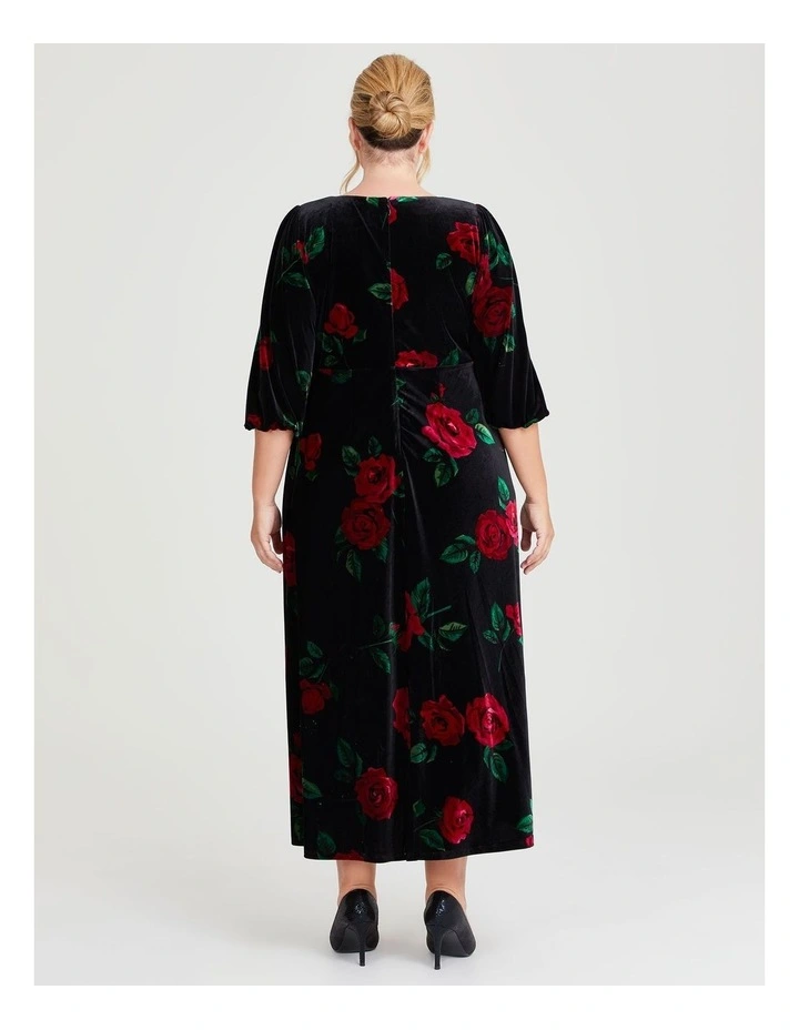 Marigold Velvet Event Dress in Floral