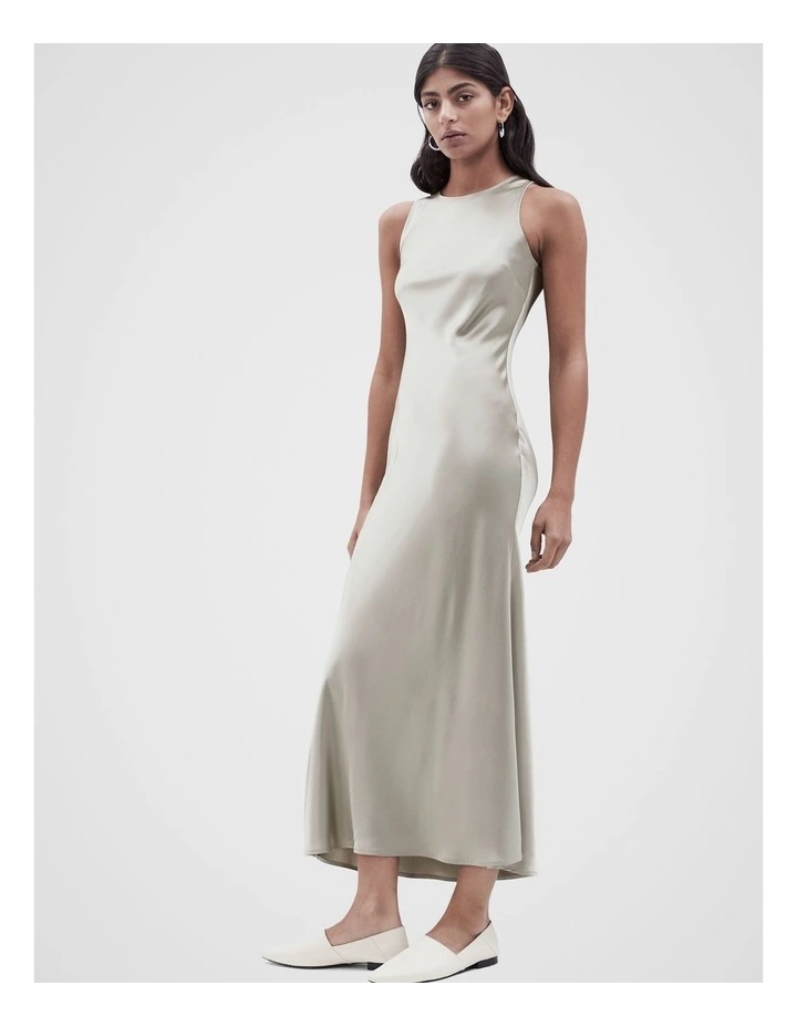 Racer Slip Dress in Soft Khaki