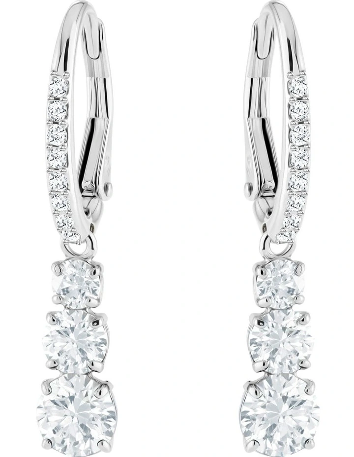Attract Trilogy Earrings Round Cut Rhodium Plated in White