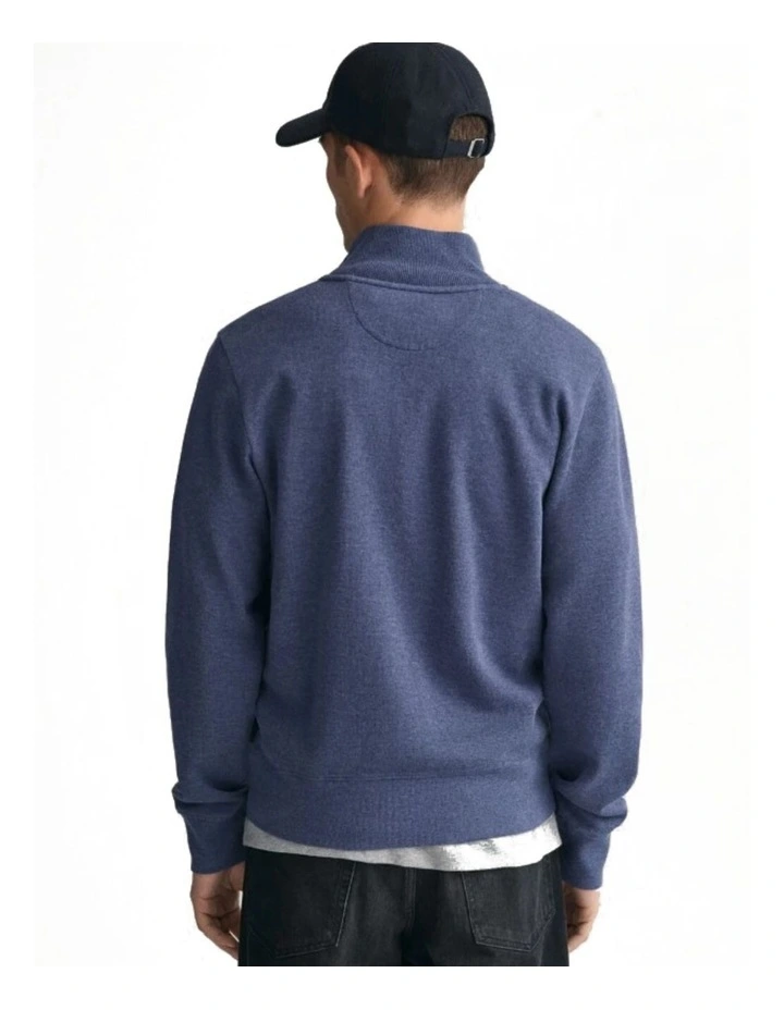 Sacker Rib Half-Zip Sweatshirt in Dark Jeans blue Melange