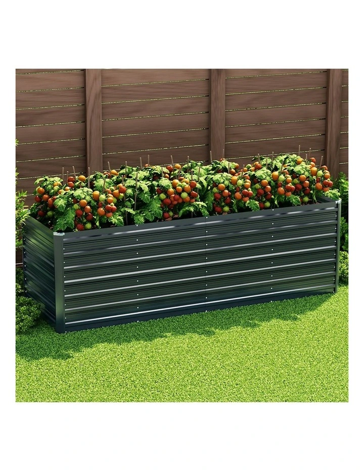 Galvanised Raised Garden Bed 240x80x77cm in Aluminium Grey