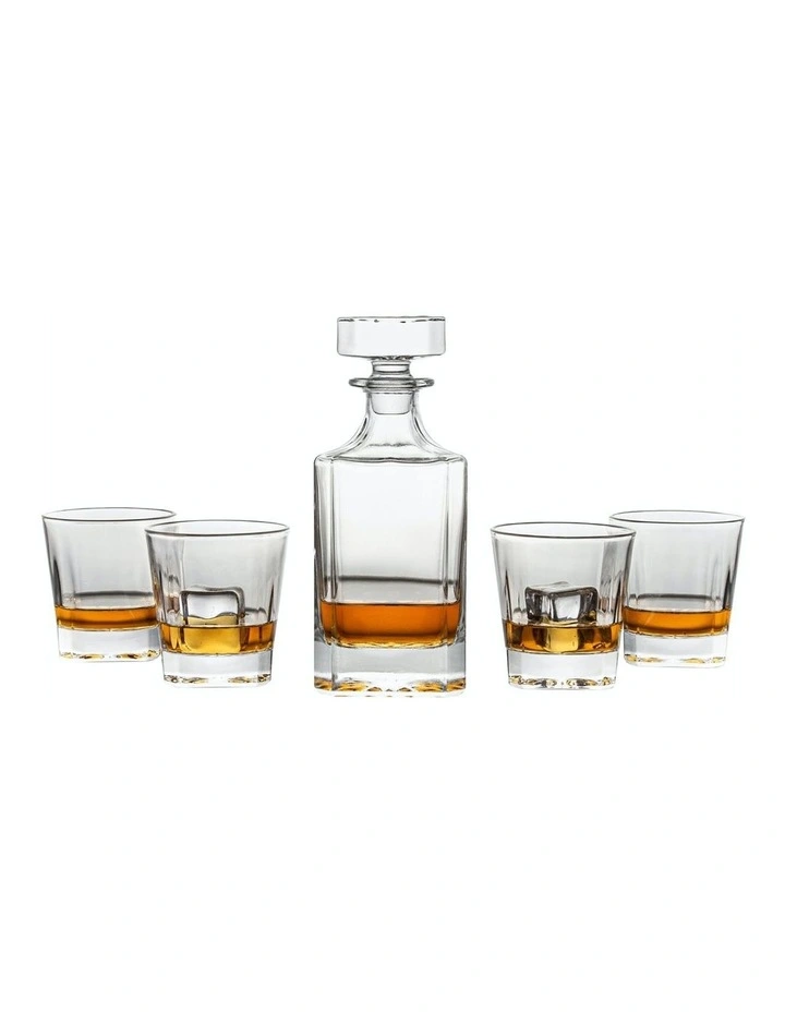 Whiskey Decanter Bottle With 4 Whiskey Glasses Set