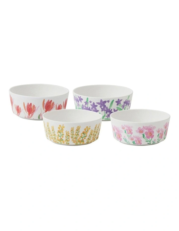 Wildflowers Bamboo Condiment Bowl 9cm Set of 4 in Multi