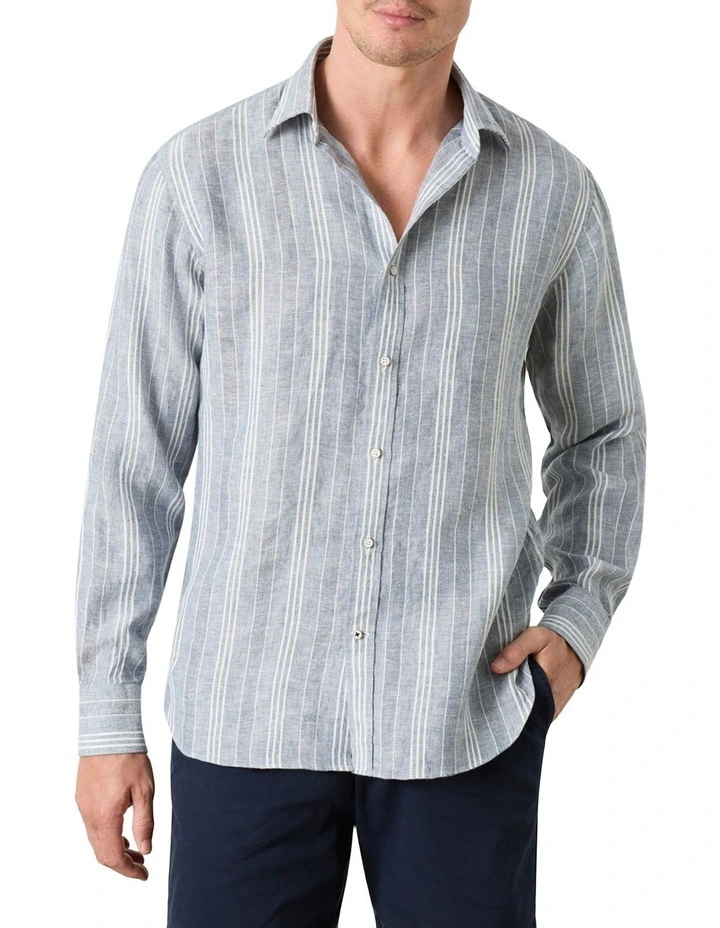 Ravello Stripe Shirt in Denim White