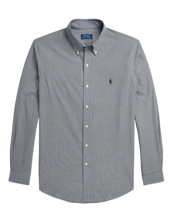 Classic Fit Plaid Stretch Poplin Shirt in Grey
