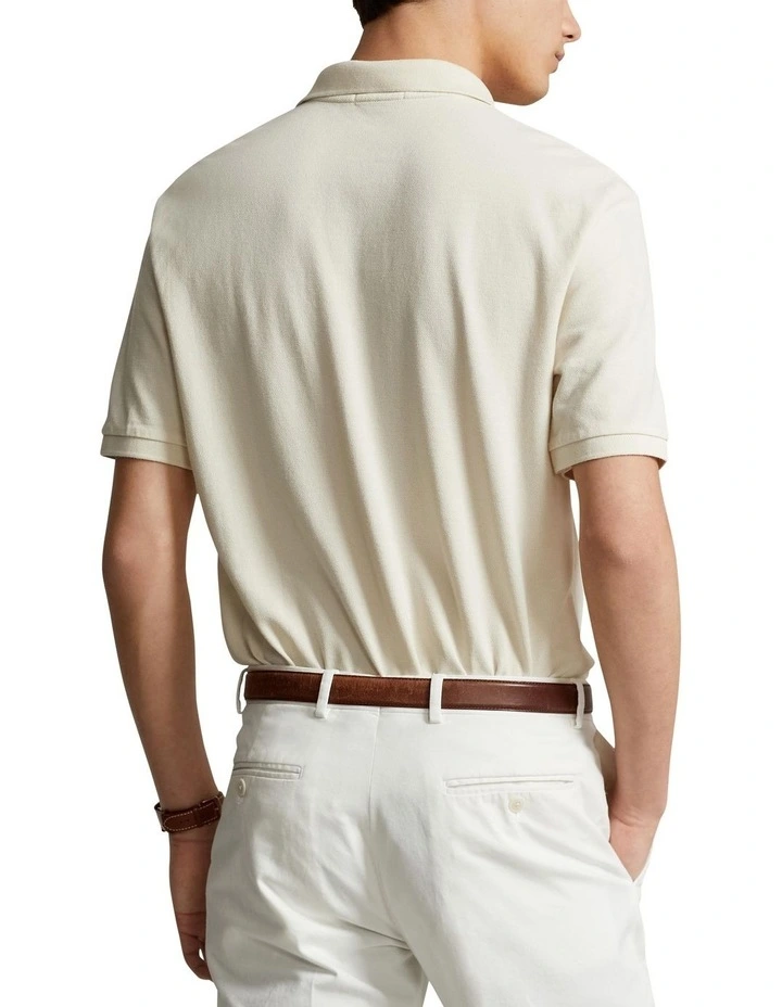 Custom Slim Fit Mesh Polo Shirt in Natural