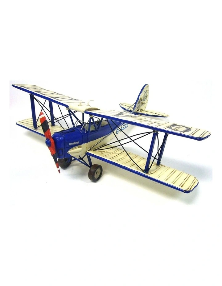 Ornament Tiger Moth Plane Metal Standing Vintage Decor 50cm