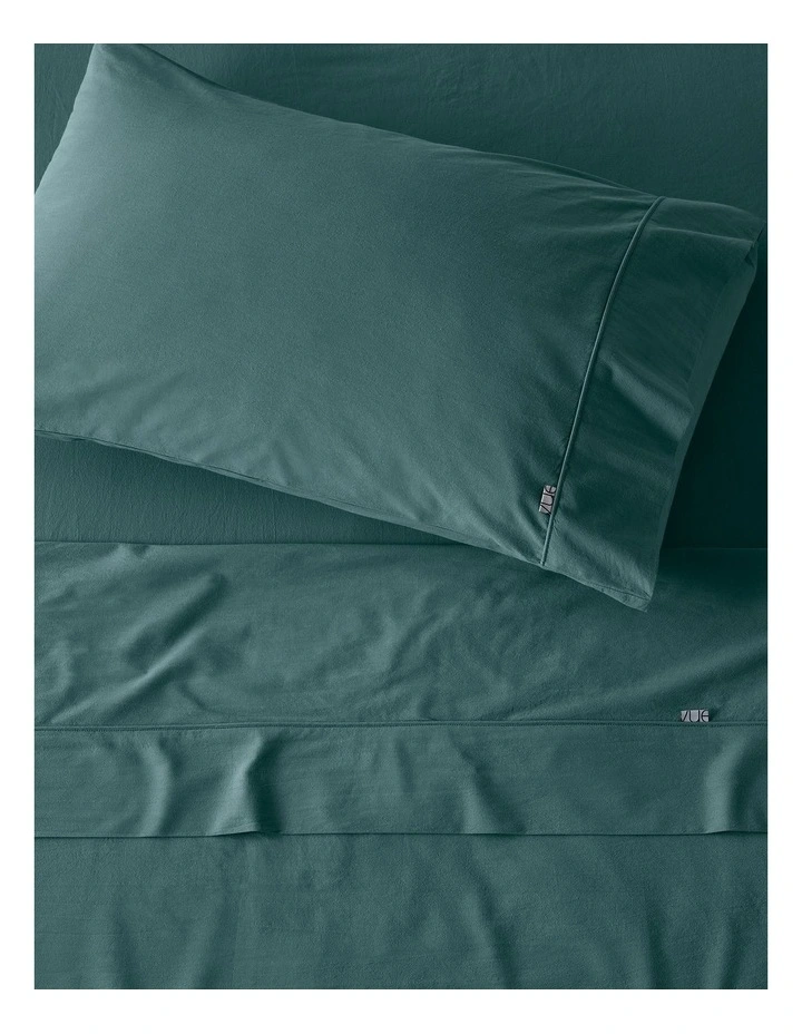 Stonewashed Cotton Flat Sheet in Dusky Green