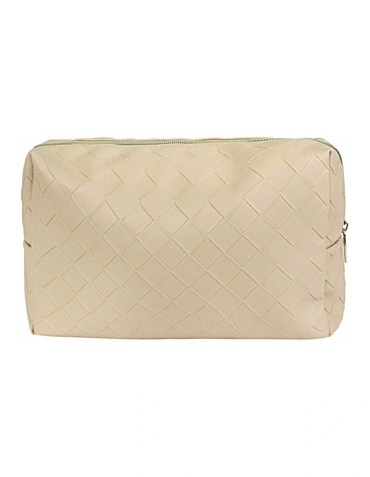 Woven Beauty Bag Large in Sand