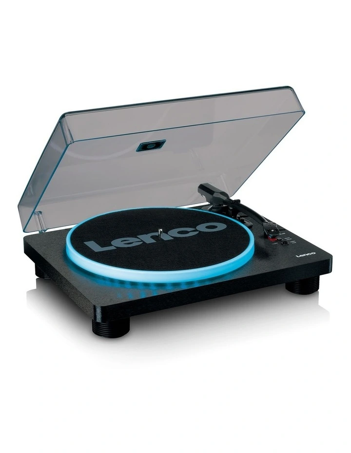 Turntable with LED Lights & Built-in Speakers in Black