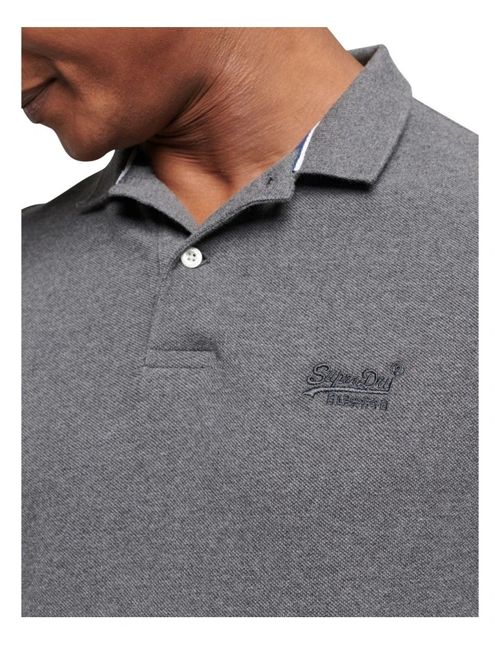 Classic Pique Polo Shirt in Rich Charcoal Marl