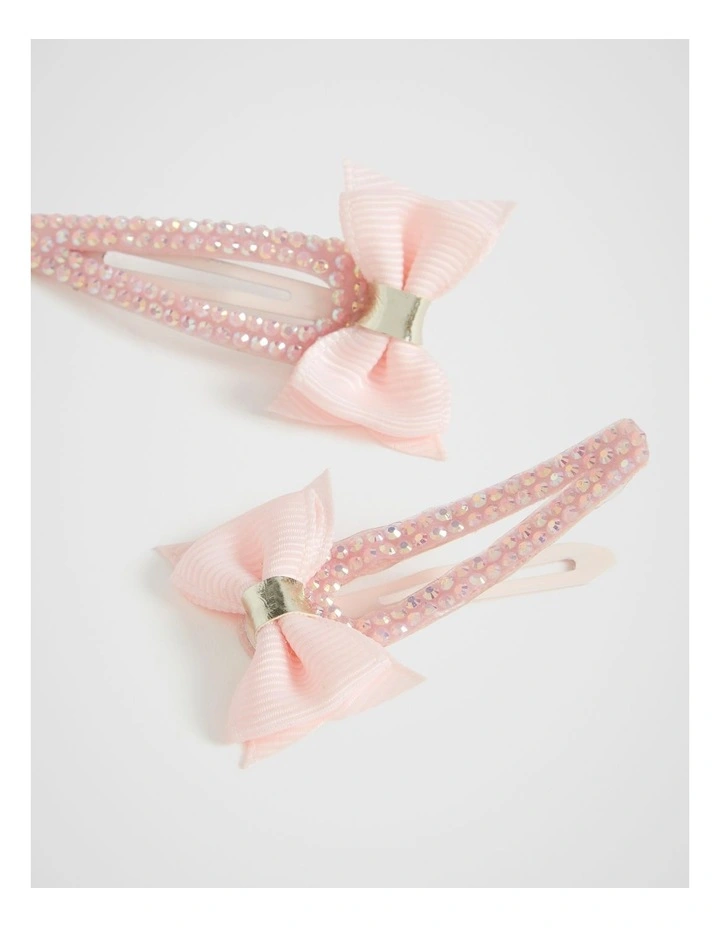 Jewel Grosgrain Bow Snaps in Dusty Rose