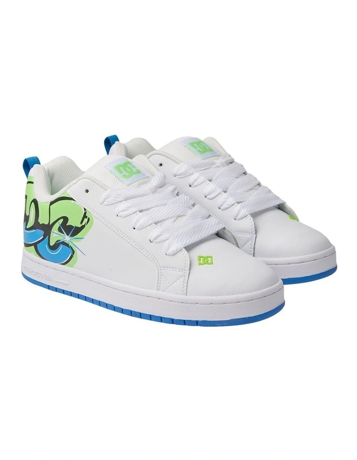 Court Graffik Shoes in White/Lime/Turquoise