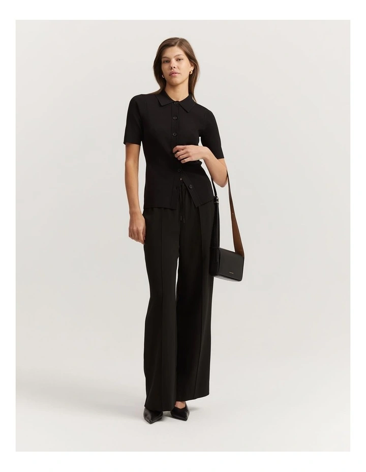 Pull-on Wide Leg Pant in Black