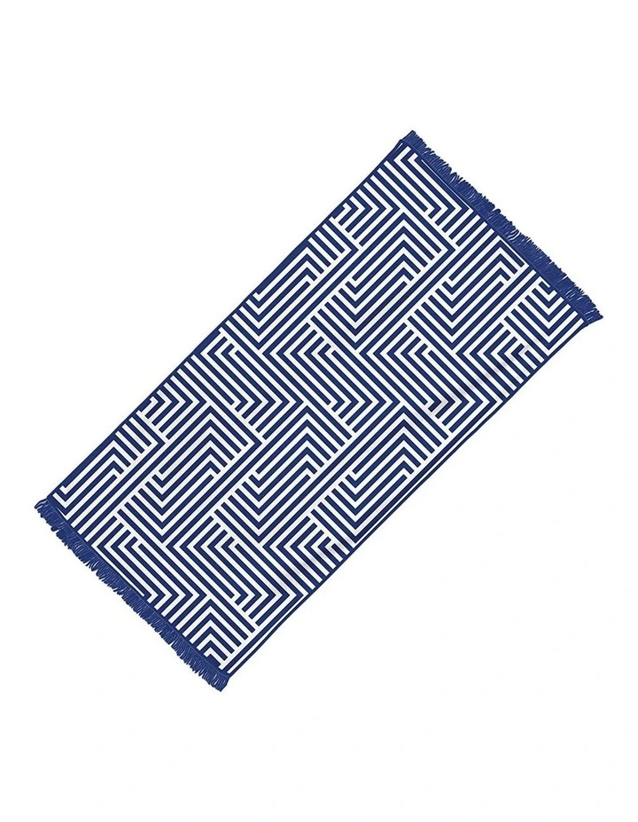 Rectangular Quick Dry Beach Towel with Tassel in Blue