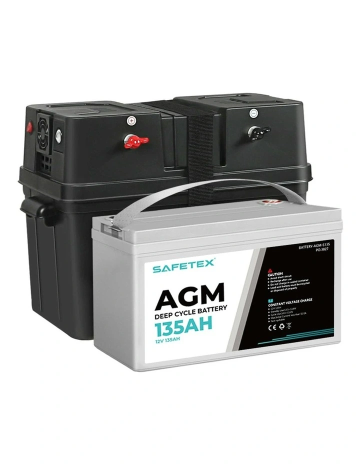 12V 135Ah AGM 4WD Deep Cycle Battery with Strap Battery Box