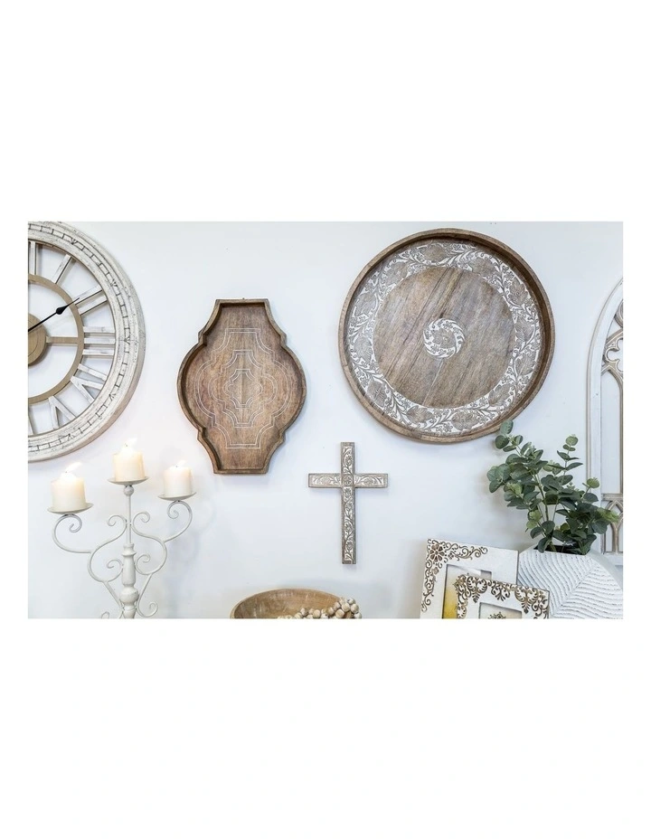 Handcrafted Mangowood Round Tray/Wallhanging in Natural