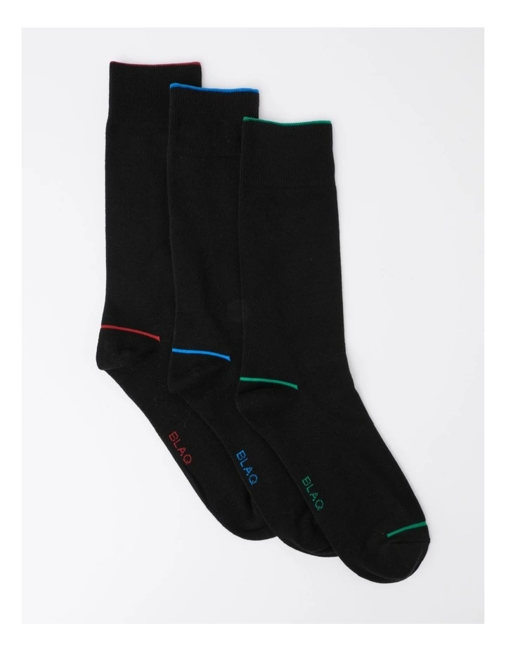 Fine Stripe Cotton Socks in Black