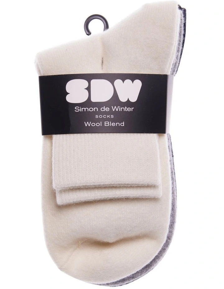 Wool Blend Rib Cuff Crew Socks 3 Pack in Multi