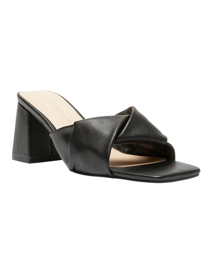 Skye Heel Sandals in Black Smooth